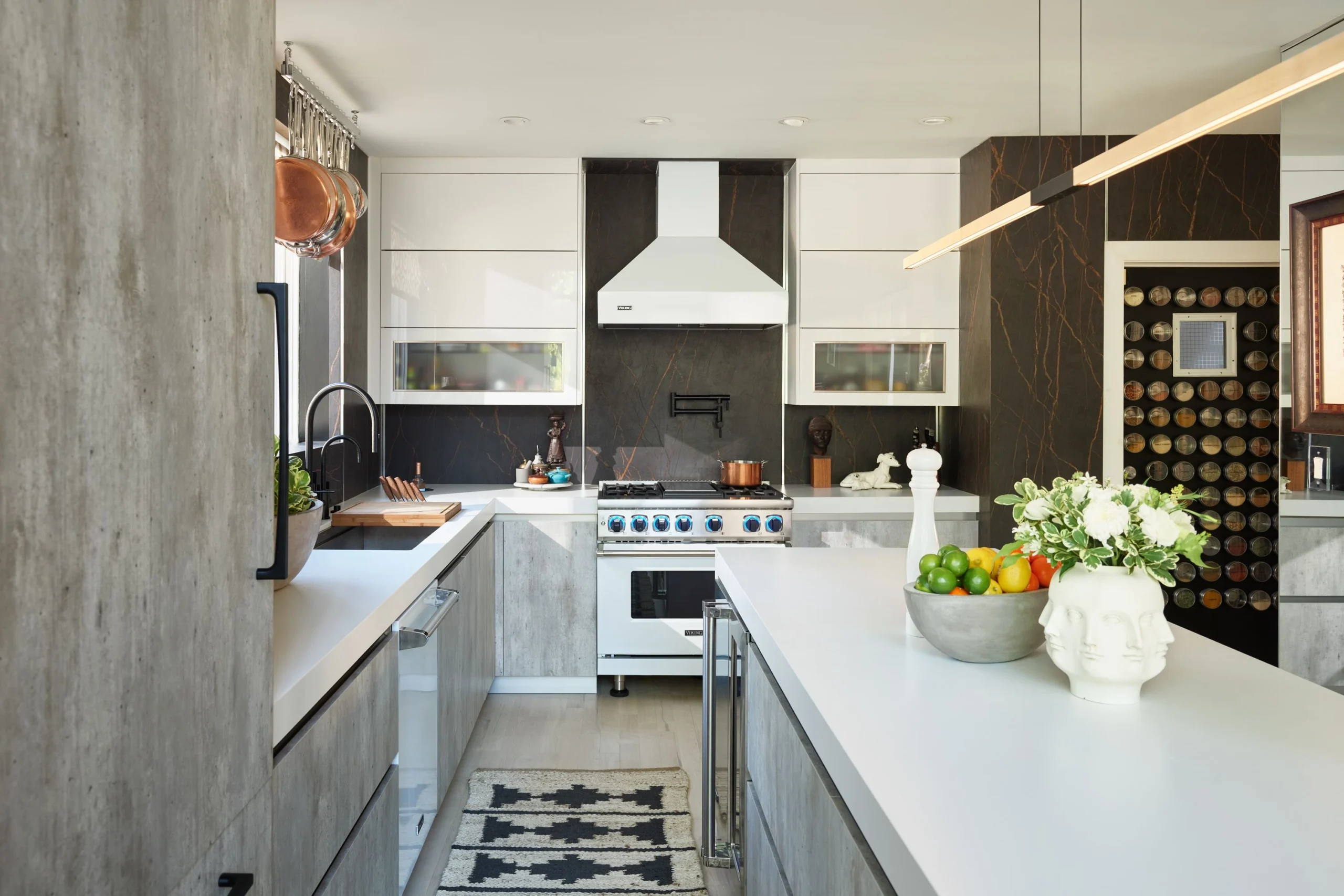 Viking gas range in luxury kitchen