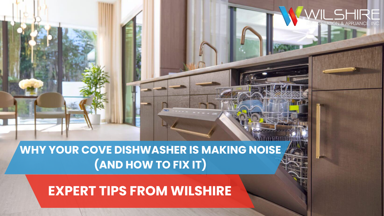 An open cove dishwasher in luxury kitchen.