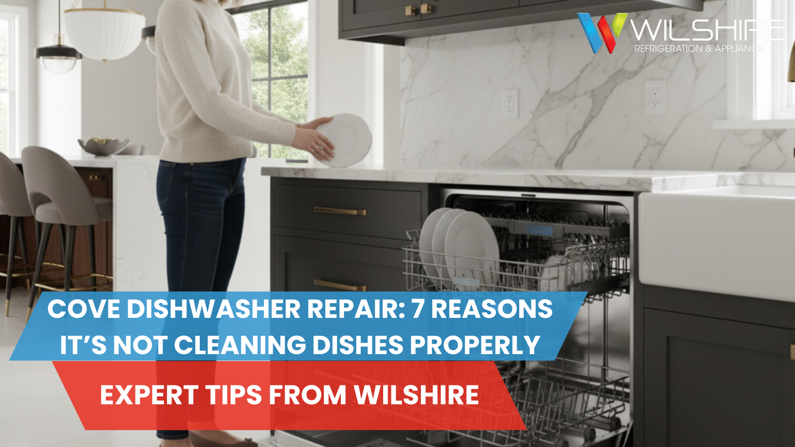 Woman using a Cove dishwasher.