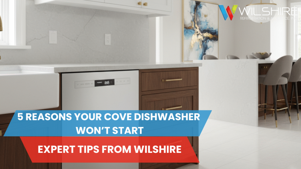 Cove dishwasher in a white luxury kitchen.