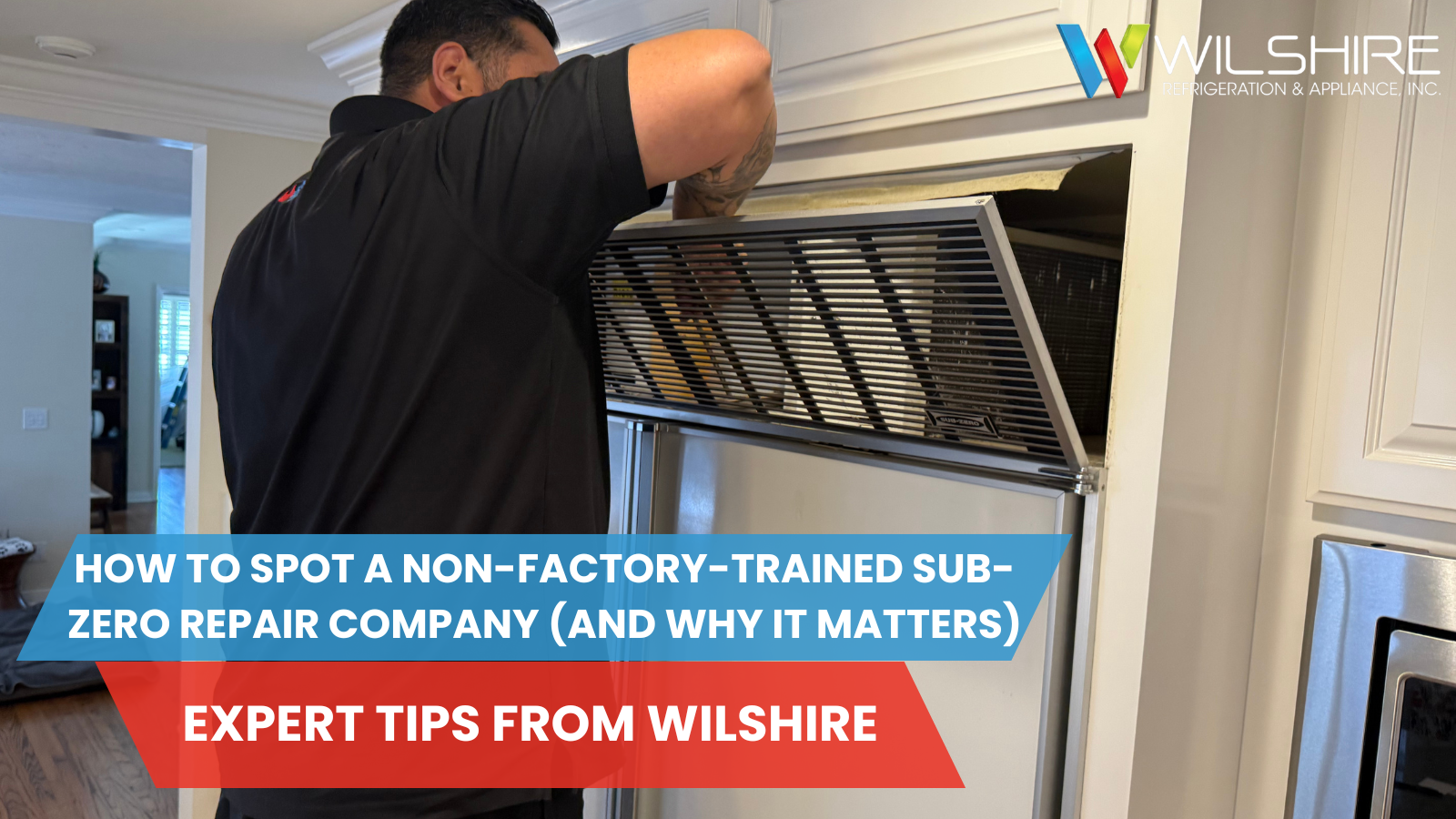 Wilshire technician working on a refrigerator.