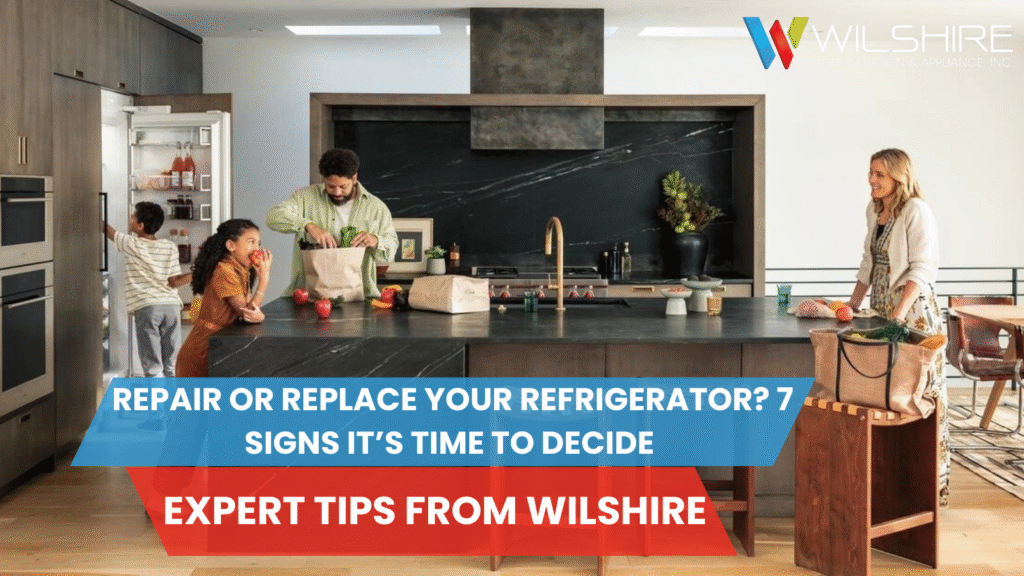 Family in a luxury kitchen.