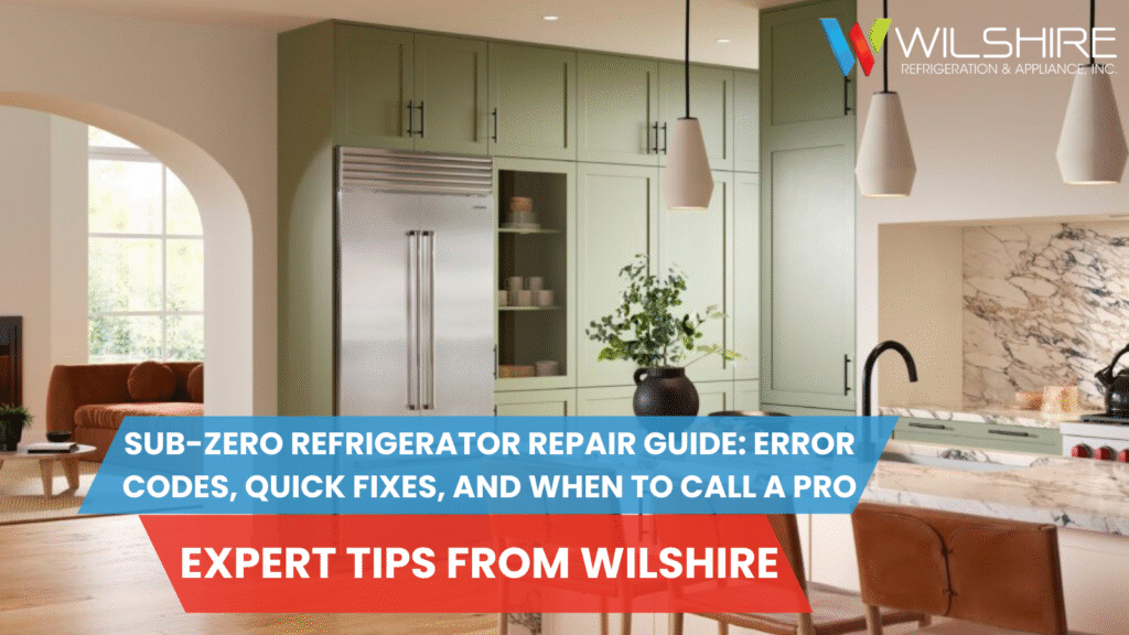 Sub zero fridge in a modern kitchen.