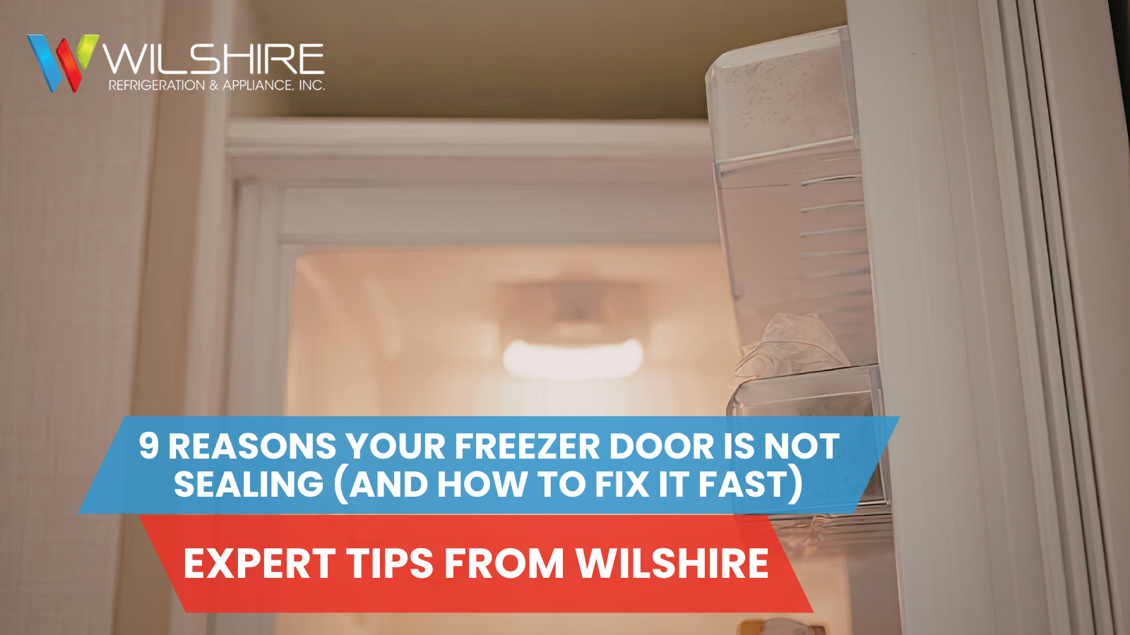Open freezer door with visible frost, showing how a faulty seal can prevent proper closure and cooling.