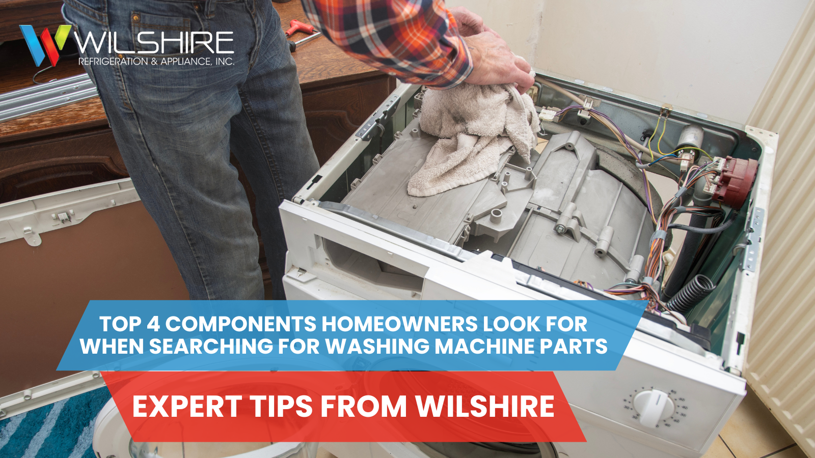 Technician checking internal washing machine parts