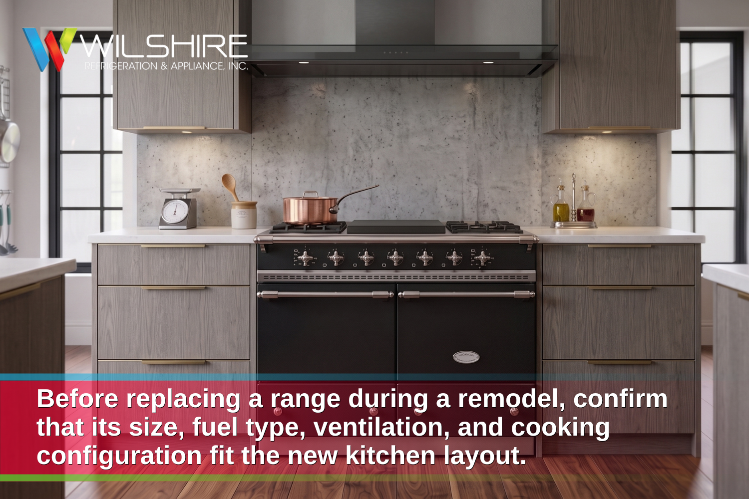 Traditional four-burner gas range in a modern kitchen illustrating a model that lacks newer smart and induction cooking features.
