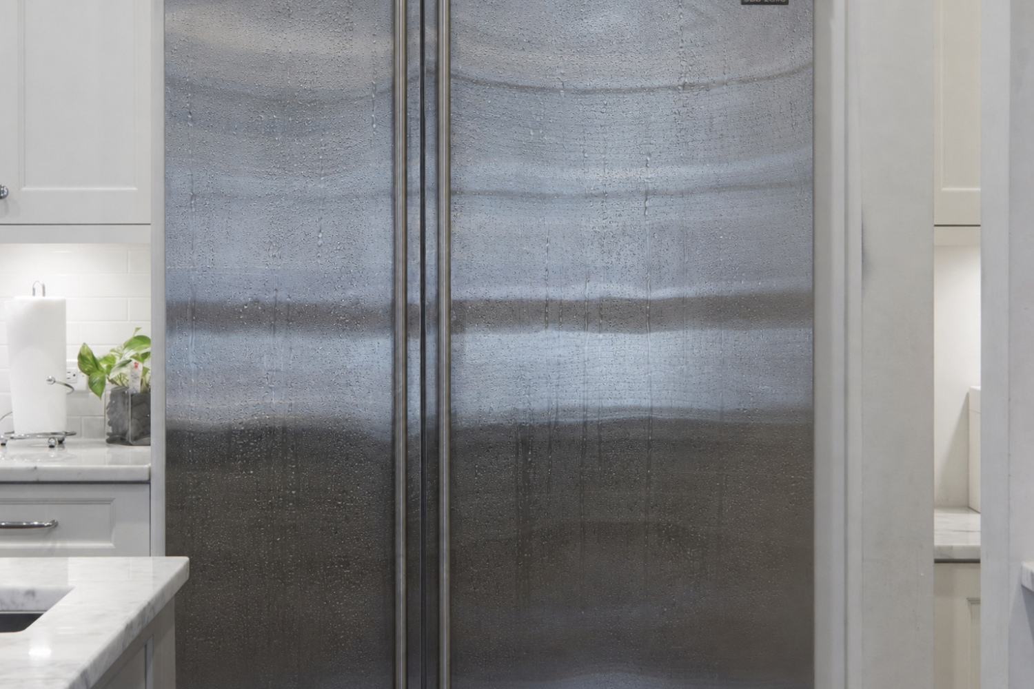 Sub-Zero fridge sweating with condensation on stainless steel doors
