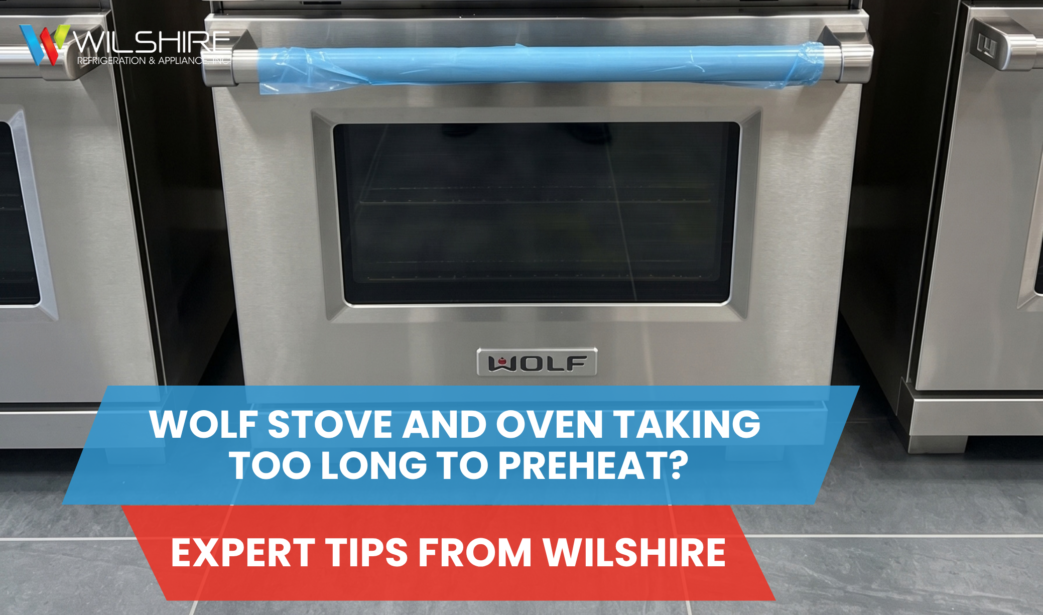 Stainless steel oven with protective film in showroom